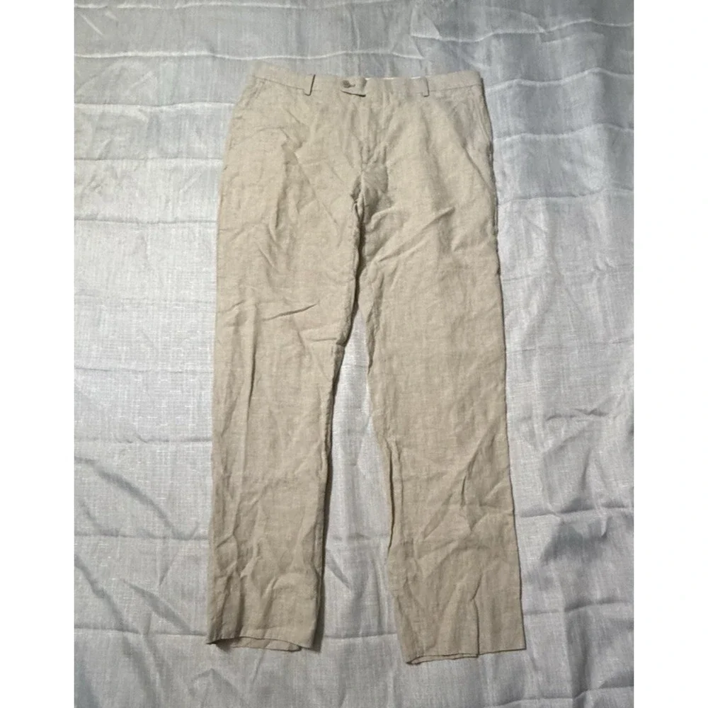 Joseph Abboud Heritage‎ Linen Dress Pants Mens 36 Khaki Italian